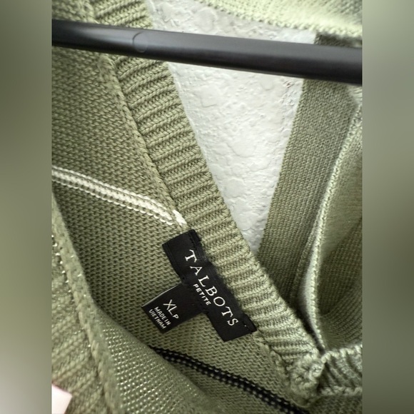 Talbots Olive Striped Sweatshirt - Picture 4 of 8